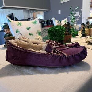 UGG Plum Suede Moccasins with Plush Lining